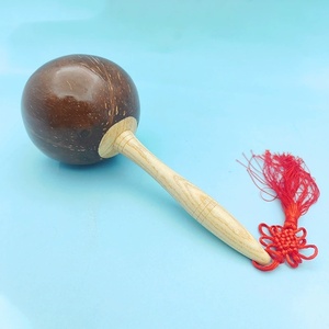 Wholesale Natural Coconut Shell Maracas Wooden Handle Sand Shaker With Chinese Knot For Kids performance - Product Image 5