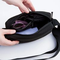 Sac banane noir matelassé léger et portable avec fermeture éclair, grande capacité, pour téléphone portable, personnalisable avec logo, vente en gros