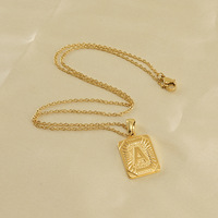 Qiuhan 18K or carré marque en acier inoxydable Hip Hop mode lettre collier