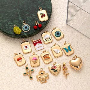 Carnaval de Esmalte Dorado |   Dijes de Esmalte Chapados en Oro PVD de 18K |   Colgantes de guitarra, coche, tambor, campana y comida para la creación de joyas DIY - Product Image 5