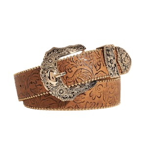 <span class=keywords><strong>Ceinture</strong></span> en cuir marron de style western pour <span class=keywords><strong>femme</strong></span> avec boucle ornée argentée et conchos, accessoire de mode vintage pour cowgirl - Product Image 2