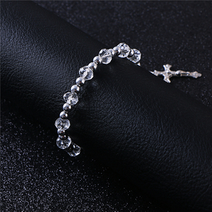 Komi Rosary CCB braccialetto di perline d'<span class=keywords><strong>argento</strong></span> in lega di gesus Cross Fashion gioielli religiosi braccialetto elastico - Product Image 2