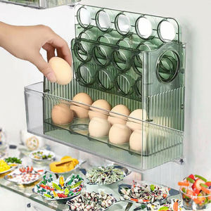 तीन परत आयताकार रसोई प्लास्टिक अंडे भंडारण बॉक्स बड़ी क्षमता रेफ्रिजरेटर कंटेनर अंडे रैक शंकल - Product Image 3