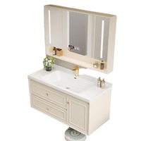 Shaker en bois de luxe moderne de style européen Meuble sous lavabo flottant en marbre MDF avec miroir Construction d'appartement