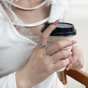 S925 Pure Silver Wave Geometric Open <b>Ring</b> For Women Everyday Wear Fashion Simple Stackable Finger <b>Ring</b> - Product Image 3