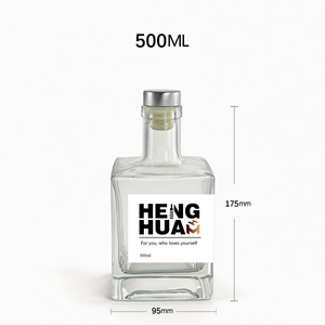Botellas de Licor de Vidrio Cuadradas de Alta Calidad de 8oz, Mini Botellas Vacías con Base Pesada para Vino, Whisky, <span class=keywords><strong>Vodka</strong></span> con Tapón de Corcho en Forma de T - Product Image 3