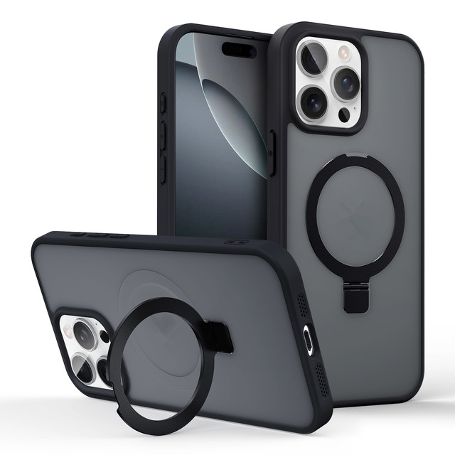New Luxury Matte Shockproof Magnetic Wireless Charging Mobile Phone Cases for iPhone 16 15 14 13 12 11 Pro Max Case With Holder