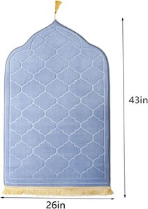 Tappetino da <span class=keywords><strong>Preghiera</strong></span> Islamico con Design ad Arco, Schiuma Memory Spessa, Frange - Essenziale per l'Eid e le Preghiere Quotidiane - Product Image 2