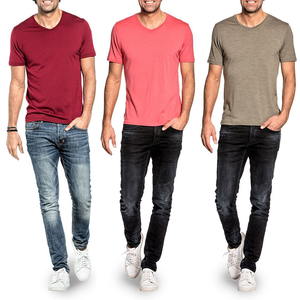 Maglietta Estiva Basic con Scollo a V in Misto <span class=keywords><strong>Lana</strong></span> <span class=keywords><strong>Merino</strong></span> per Uomo, Personalizzata dalla Fabbrica Solarwool - Product Image 4