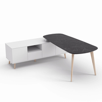 Meubles de bureau Table de direction de luxe Design de maison bureau d'ordinateur moderne en forme de L or blanc luxe bureau de direction
