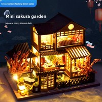 Kit de maison miniature en bois 3D à faire soi-même avec lumières LED, jouet créatif, cadeau d'anniversaire, vente en gros