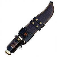 Couteaux Bowie en acier Damas et bois faits à la main, personnalisables OEM, avec étui en cuir pour la chasse et le camping