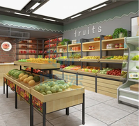 Boyuehong Enkelzijdige Supermarkt Verticale Fruit- en Groenterek Metalen/Houten Constructie Epoxy Poedercoating Vrijstaand 150cm