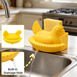 Porta Spugne a Forma di Gallina Stampato in 3D, Organizzatore Multifunzionale per Lavello da Cucina e Bagno, Senza Marca - Product Image 5