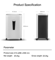 Déchiqueteuse Commerciale pour Documents, CD et Cartes – Capacité 21 Feuilles, Coupe en Croix 4x40mm, Niveau de Sécurité P-4, Autonomie 30min