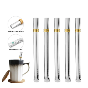 Diseño de boca plana Grado alimenticio 304 Acero inoxidable Metal Reutilizable Beber Forma plana <span class=keywords><strong>Yerba</strong></span> <span class=keywords><strong>Mate</strong></span> Paja - Product Image 6