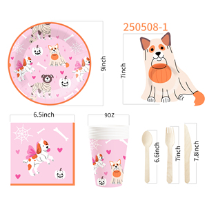 DAMAI Happy Halloween Party Supplies Pumpkin Black Cat and Cute Ghost Design Purple and Black Vibe Halloween Plates and Napkins - Product Image 5