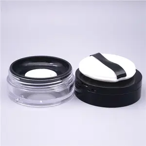 Transparent Cosmetic Loose Powder Jar With Mesh Sifter Packaging 15g