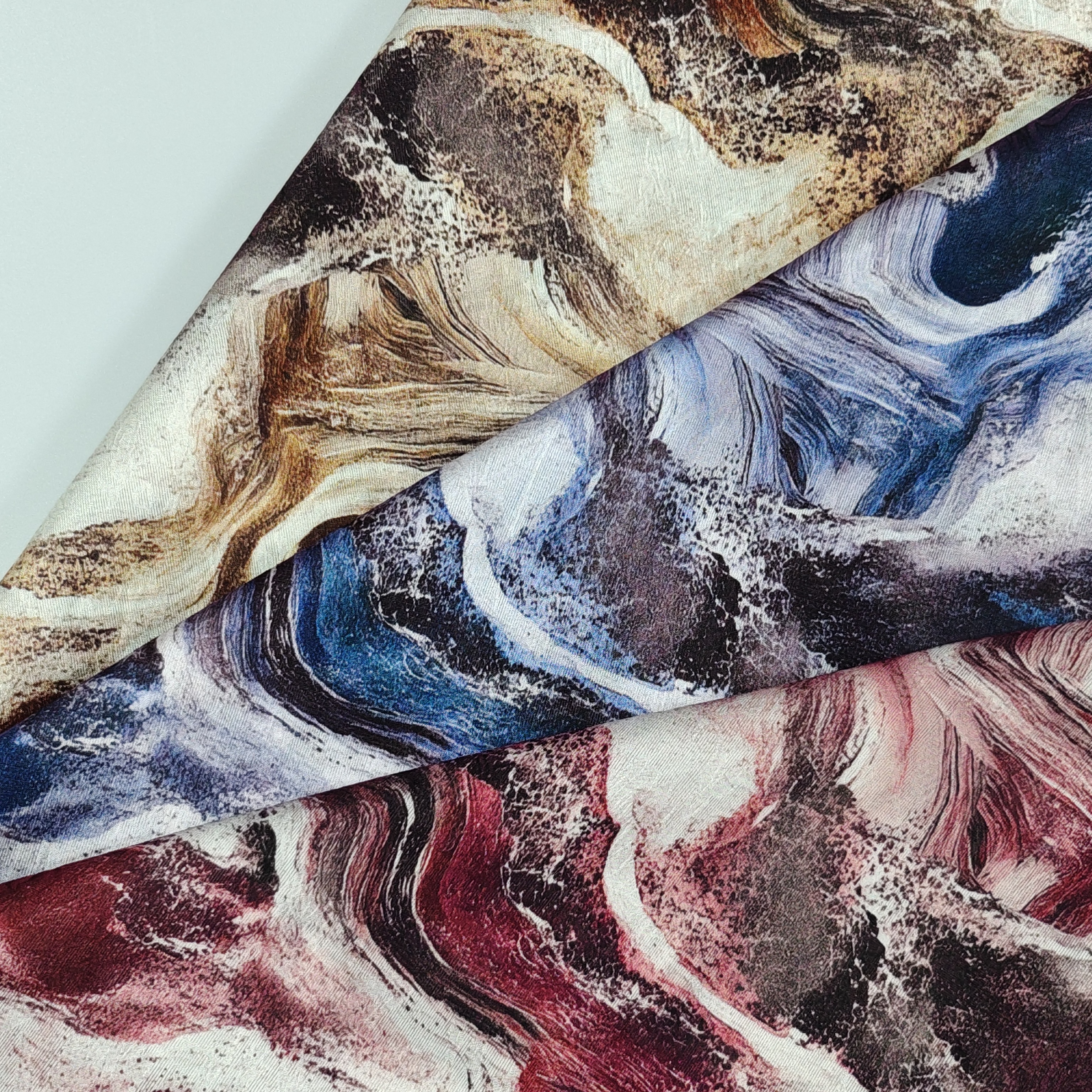 Breathable Rayon Nylon Woven Jacquard Fabric with Gradient Oil Painting Pattern Digital Printing for for Women's Dress & Skirt