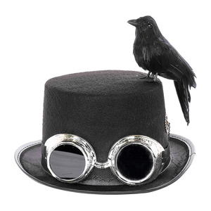 Sombrero Steampunk Vintage Negro con Diseño <span class=keywords><strong>de</strong></span> Cuervo, Estilo Gótico, para Hombre y <span class=keywords><strong>Mujer</strong></span>, Disfraz <span class=keywords><strong>de</strong></span> Halloween - Product Image 4