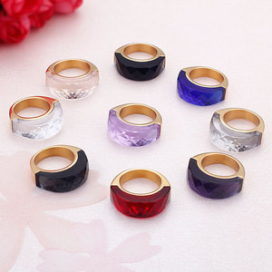 Colorful Faceted Zircon PVD Gold Stainless Steel <b>Statement</b> <b>Ring</b> | Waterproof Hypoallergenic No Fading Jewelry Women Claw Setting - Product Image 4