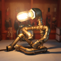 Lampe de table vintage américaine rétro industrielle vent fer tuyau robot lampe de bureau étude décoration steampunk créatif lampe tuyau d'eau lampe