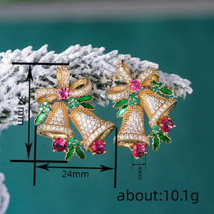 Orecchini a Perno con Campana e Fiocco Scintillanti per Natale, Gioielli Festivi alla Moda per Donne - Product Image 4