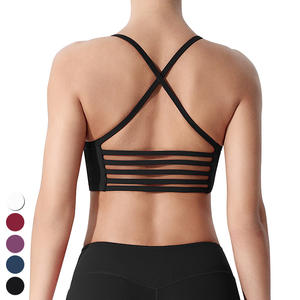 Spalline sottili <span class=keywords><strong>a</strong></span> forza leggera con trave incrociate raccolte reggiseno sportivo rimovibile imbottito per Yoga da palestra Fitness canotta sportiva reggiseno donna - Product Image 5