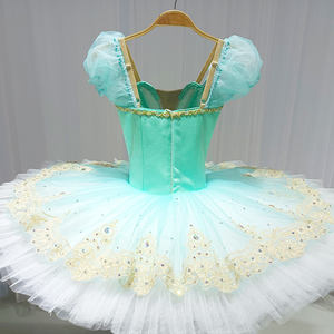 T0331 платье для девочек для взрослых, зеленый сценический костюм с пышными рукавами, детская Пышная юбка, балетные костюмы-пачки, профессиональная пачка - Product Image 6