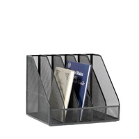 Organisateur de bureau en métal à 5 compartiments, étagère de rangement pour documents et papeterie, plateau multifonctionnel pour documents