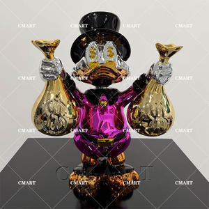 Escultura de Pato Scrooge de Dibujos Animados, Escultura Pop Art de Pato Monopoly, Artesanía de Resina, Estatua de Pato Scrooge con Dos Bolsas - Product Image 5