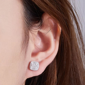 Anting-anting wanita berbahan perak sterling S925 lapis rhodium, desain fashion, mewah, dengan moissanite VVS dan berlian lab grown. - Product Image 3