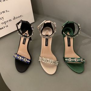 Chaussure Dame Green Rhinestone New Trendy 2025 Stiletto <b>High</b> Women <b>Sexy</b> and Elegant Summer <b>Heels</b> - Product Image 4