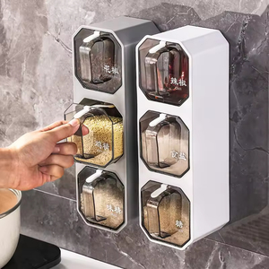 Wall-Mounted Seasoning Rack Punch-Free Sugar Salt Jar Kitchen Seasoning <b>Storage</b> <b>Box</b> Combined Household Herb Spice <b>Tools</b> - Product Image 5