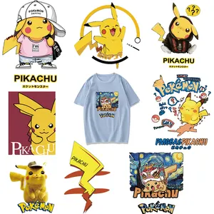 Garment Bag T-shirt Sportswear Clothing Custom Size Accepted Printing 3d Logo Pikachu Heat Transfer Printing Label