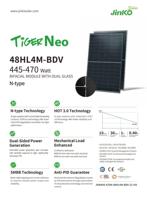 Panel Surya Jinko Solar 470W Tiger Neo N-type TOPCon & SMBB Tech Bifacial Dual Glass untuk Sistem Produk Energi Surya