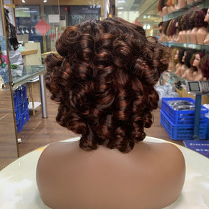 Peluca de Cabello Humano con Cierre de Encaje 5x5, Rizado y Voluminoso, Color F2/33, 12 Pulgadas, Sin Pegamento - Product Image 4