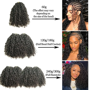 Extensions de cheveux humains au crochet Deep Wave Feathers, bouclées serrées, pré-séparées, sans nœuds, avec boucle <span class=keywords><strong>pour</strong></span> tressage - Product Image 2