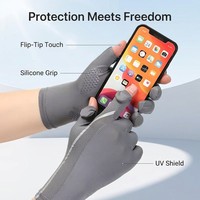 Gants unisexes d'extérieur fonctionnels avec bande réfléchissante, motif antidérapant, compatibles écran tactile 2 doigts ouverts, protection solaire UPF50+