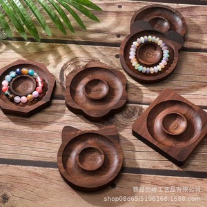 Bandeja de madera maciza de una pieza con diseño de cuentas, bandeja de madera de nogal para abalorios, bandeja para guardar joyas - Product Image 4