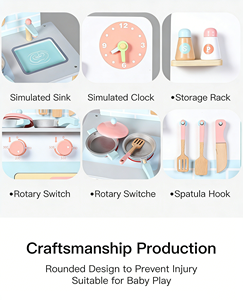 Ensemble de <span class=keywords><strong>cuisine</strong></span> <span class=keywords><strong>en</strong></span> <span class=keywords><strong>bois</strong></span> pour enfants pour l'éducation précoce et les jeux de rôle parent-enfant - Âges 2-13 ans - Product Image 3