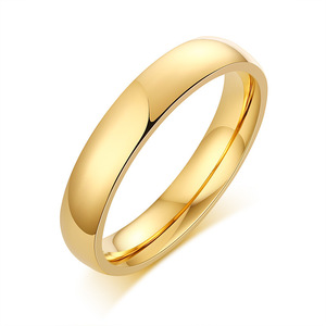 Nicht trüben der Schmuck 18 Karat Gold PVD-beschichteter Edelstahl <span class=keywords><strong>ring</strong></span> Frauen Männer 4mm hochglanz polierte flache Band ringe - Product Image 6