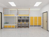 Meubles pour dortoir scolaire Cadre en bois métallique Lit superposé double avec chaise de bureau et étagères