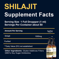 LOCRED Gouttes liquides de Shilajit 60ml – Supplément pur authentique avec acide fulvique et oligo-éléments – Gouttes alimentaires naturelles
