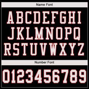 Maillot de football authentique en maille style classique noir, blanc et rouge vif personnalisé - Product Image 3