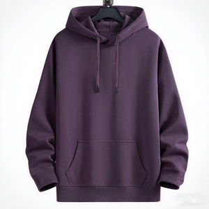 เสื้อฮู้ดแบบหลวมสำหรับผู้ชายผ้าคอตตอนสีพื้นสำหรับฤดูใบไม้ผลิฤดูใบไม้ร่วง - Product Image 1