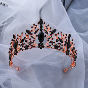 Aierflorist 14,5*7cm tamaño grande aleación barata adulto Tiara y flor decoración Tiara o pastel decoración corona - Product Image 6