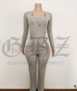 Abbigliamento donna Y2K Logo personalizzato cotone Modal tessuto a maglia <span class=keywords><strong>camicie</strong></span> a maniche corte con tinta unita pantaloni svasati abbigliamento da salotto - Product Image 2