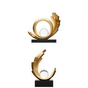 Escultura Decorativa Moderna Minimalista de Resina, Anillo Dorado y Blanco, Decoración para Escritorio y Hogar, Pieza de Arte - Product Image 4