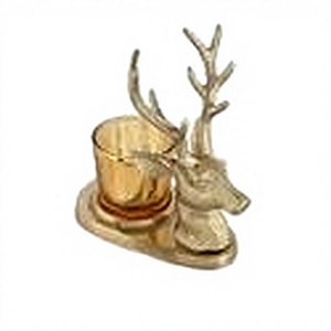 Porte-bougie tête de cerf, support à bougie chauffe-plat tête de cerf, porte-bougie votif renne, support à bougie animal en métal, porte-bougie votif en verre - Product Image 1